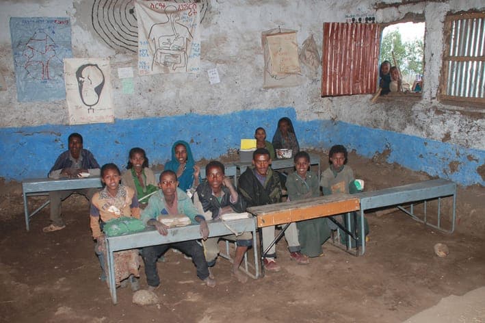 Children in a classroom at Miligeb school