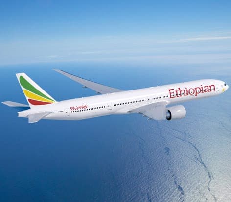 Ethiopian Airlines Boeing 777 in flight
