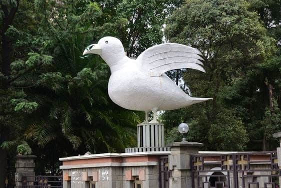 White dove sculpture on a monument in Ethiopia