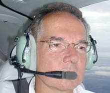 Nick Crane at the controls of an aircraft