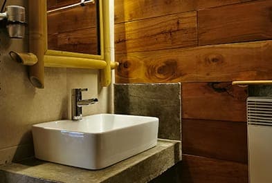 Bathroom washbasin set in wood